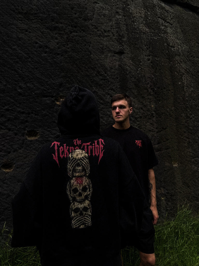 'Three Wise Skulls' Washed Hoodie