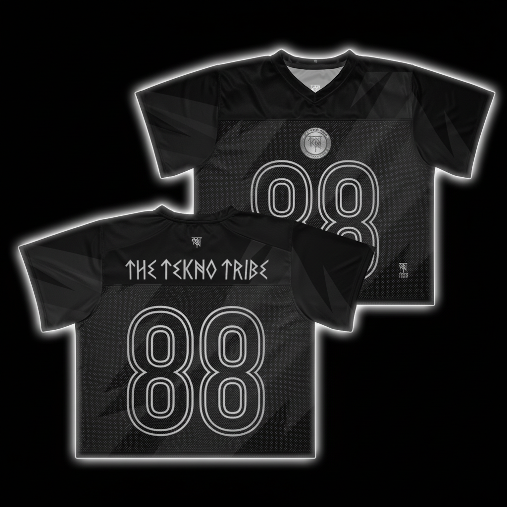 Black Jersey Black Background Silver Outline