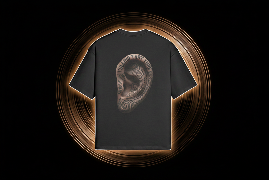 Follow That Tune Tee vinyl groove outline