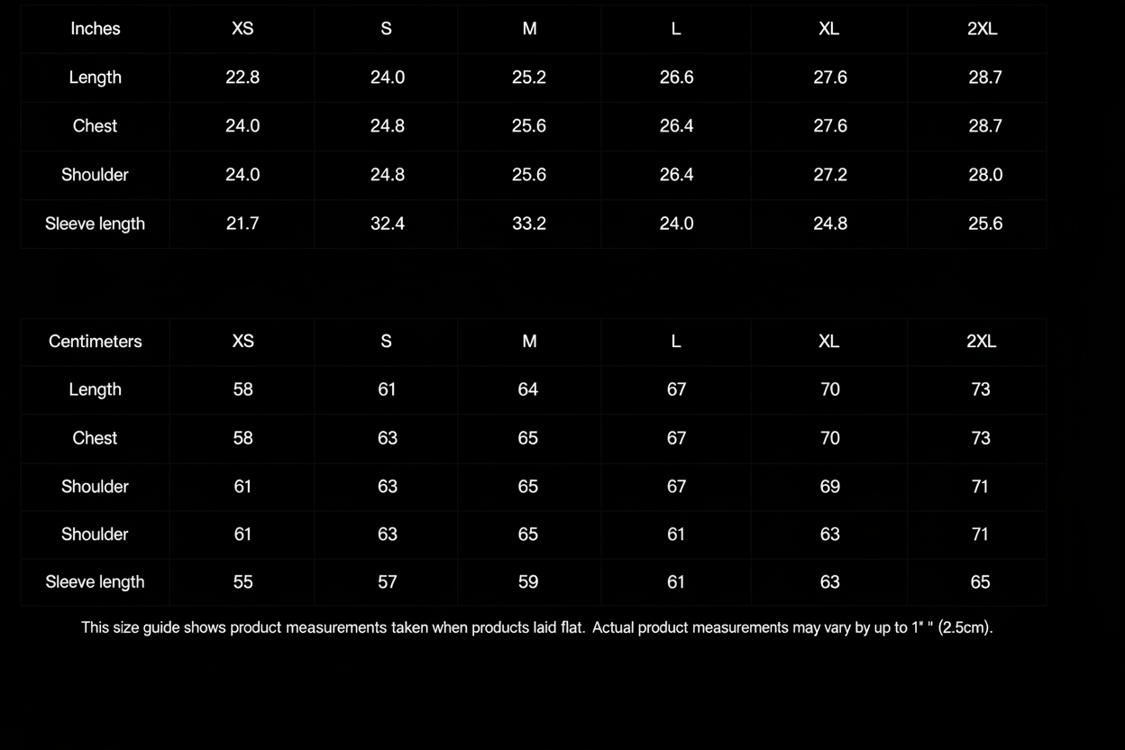 Leopard Kitty Tee size chart on black