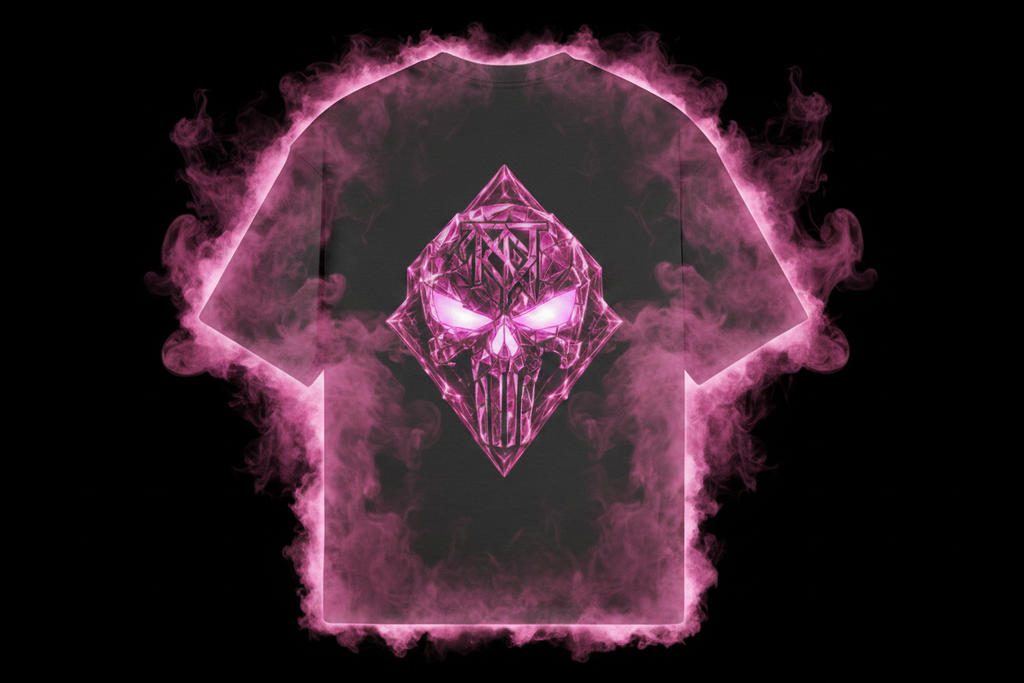 Pink Punisher Tee pink smoke outline