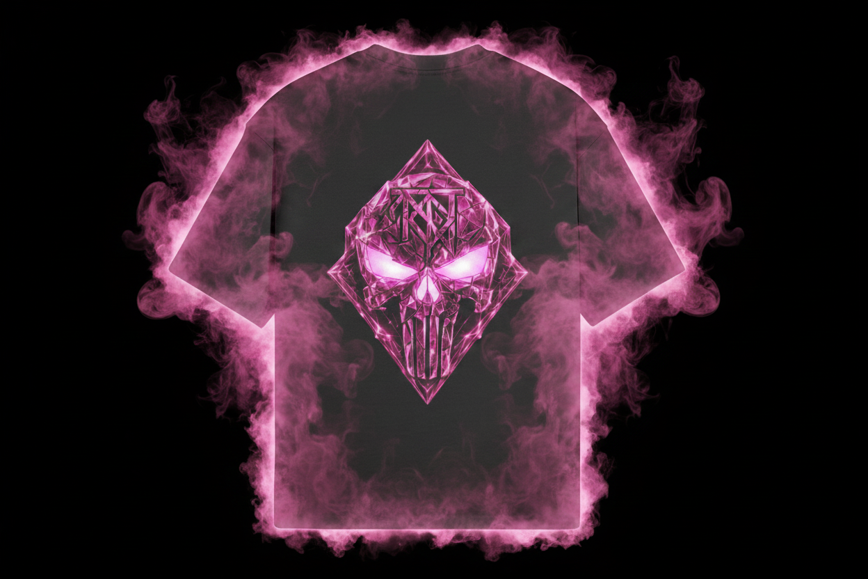 Pink Punisher Tee pink smoke outline