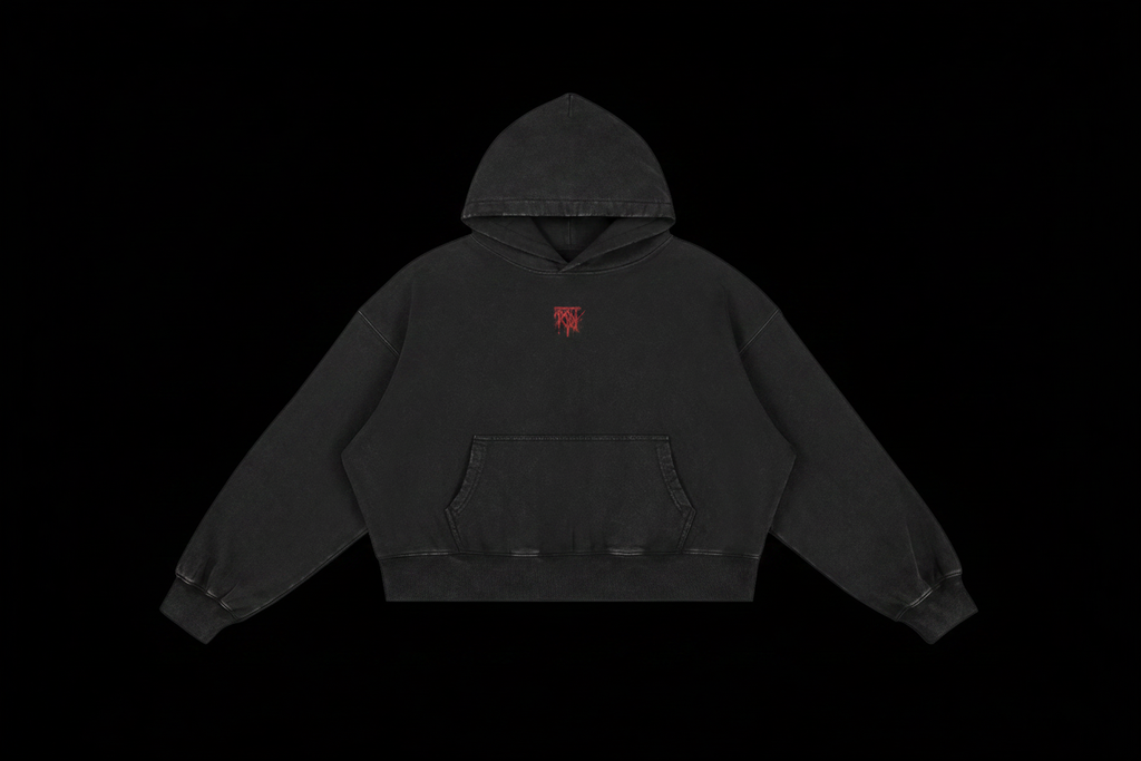 Three Wise Skulls Hoodie Front on black