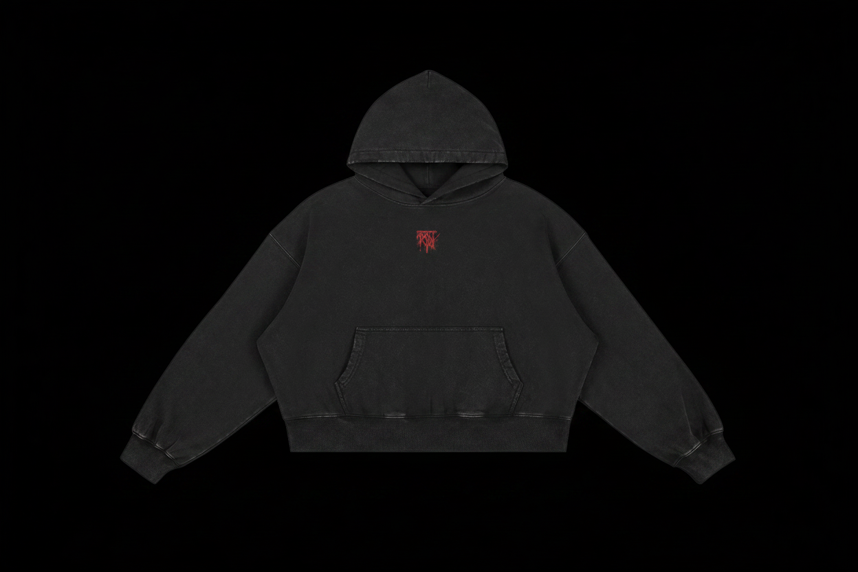 Three Wise Skulls Hoodie Front on black