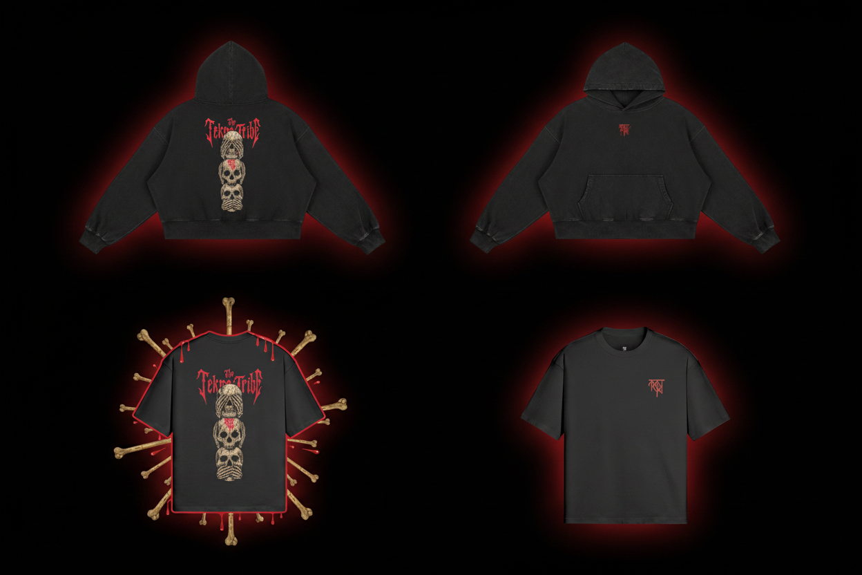 Three Wise Skulls — Hoodie & Tee Front & Back