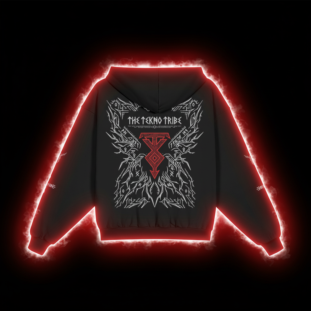 Tribe Hoodie - With Logo Text & Reddish Silver Glow